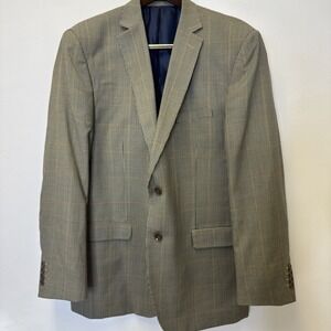 Mantoni Houndstooth Plaid Men's Blazer Made In Italy 100% Virgin Wool 46L